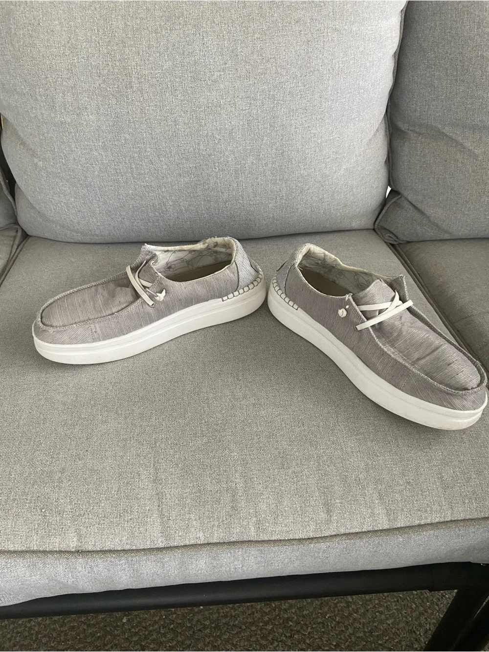 Hey Dude Grey Slip-On Boat Shoes with White Sole